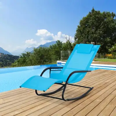 Patio Rocking Chair with Mesh Fabric, Outdoor Rocking Sling Sun , View more