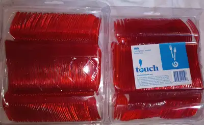 NEW 4 sets of 100 Touch Plastic Snack Forks, View more