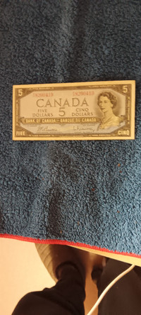 CANADIAN 1954 FIVE DOLLAR BILL