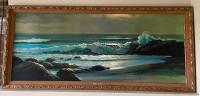 ROBERT WOOD “Golden Surf” Large Vintage Print Painting