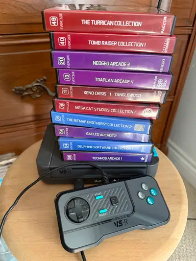 Trade / sell : evercade vsr + vsp + w/10 carts, View more