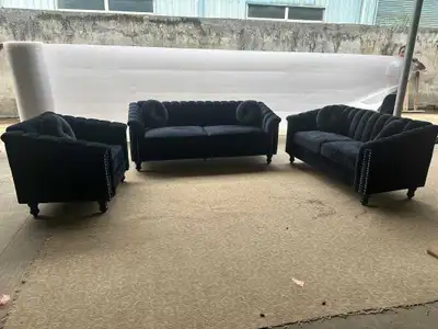 3 Piece Tufted Sofa Set with Nailhead Arms , View more