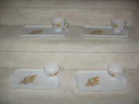 T.V. Snack Set Plates & Cups - Wheat design