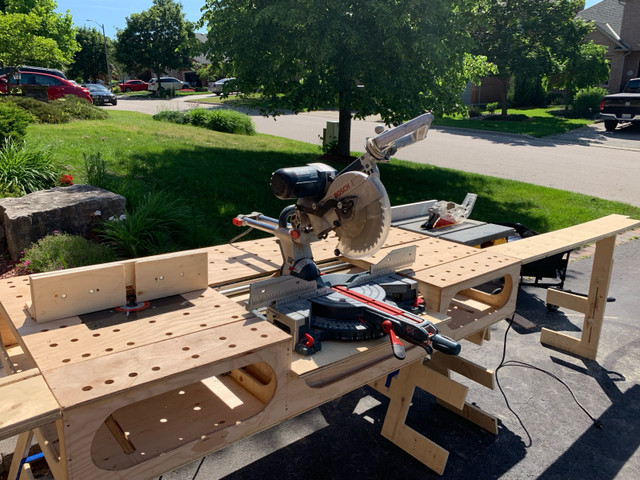 Workbench - portable 4x6 w miter saw, router, table saw stations in Other in Hamilton - Image 2