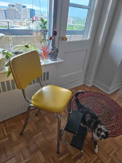 Vintage Yellow Vinyl Chrome Chair Retro 60s, View more