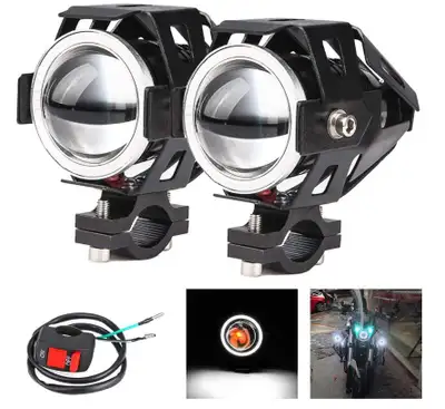 Ebike or Motorcycle  2x Headlights Fog Driving Lamps Angel Eye, View more