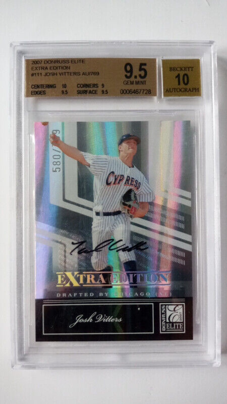 2007 Donruss Elite Extra Edition /769 Josh Vitters #111 BGS 9.5 in Arts & Collectibles in St. Catharines - Image 2