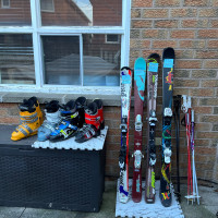 Ski, boots, poles 