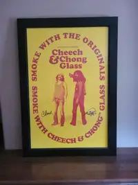 Autographed cheech and chong poster framed