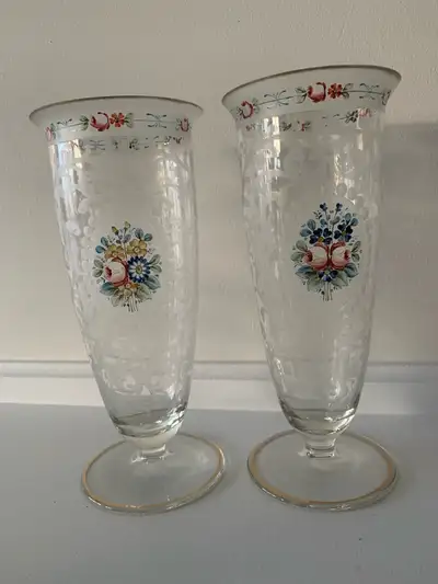 Pair of Bohemian Etched Glass Vases, View more