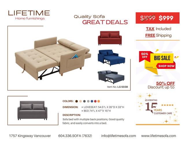 Sofa bed with 2 chaise and multiple back positions in Couches & Futons in Vancouver - Image 9