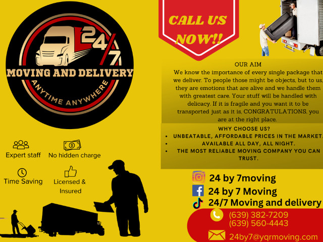 24 by 7 Moving and Delivery services. Anytime Anywhere. dans Déménagement et entreposage  à Ville de Régina - Image 2