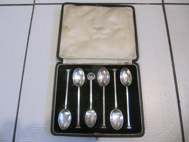 Mappin & Webb 6pc Sterling Silver Spoon Box Set Made In England