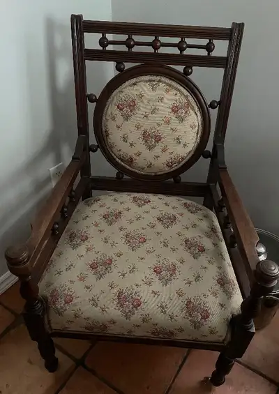 Appraised by Antiques Roadshow’s Leslie Keno. Authentic Eastlake chair. Solid. Has newer brass casto...