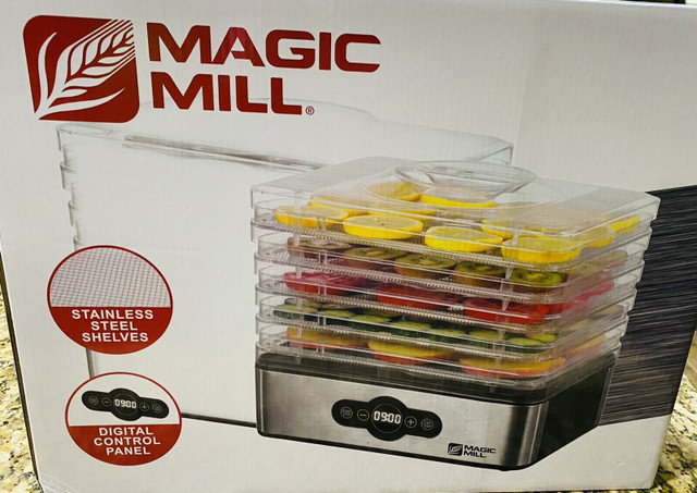 Magic Mill Food Dehydrator Machine | 5 Stackable Stainless Steel in Heaters, Humidifiers & Dehumidifiers in Belleville