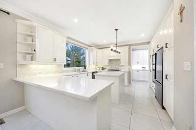 Solid Wood White Kitchen, Quartz Countertop, View more