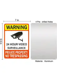 24hr Video Surveillance Metal  Sign