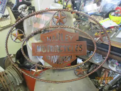 HARLEY DAVIDSON MOTORCYCLES FOLK TIN TIN WALL SIGN $80, View more