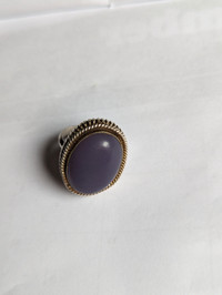 Antique 925 silver purple stone large ring