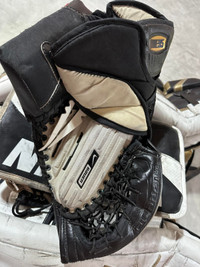 Leather Hockey Goalie Pads, Glove & Blocker