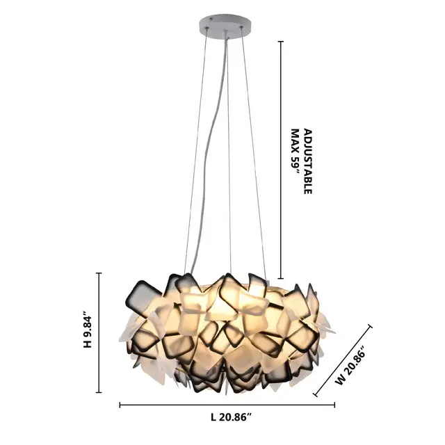 1-Light White And Black Acrylic Cloud LED Chandelier in Indoor Lighting & Fans in Hamilton - Image 5