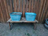Vintage Garden Bench and Wash Tubs
