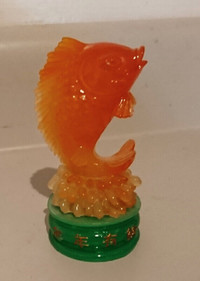 Lucky Orange Koi Fish Figurine with Green base
