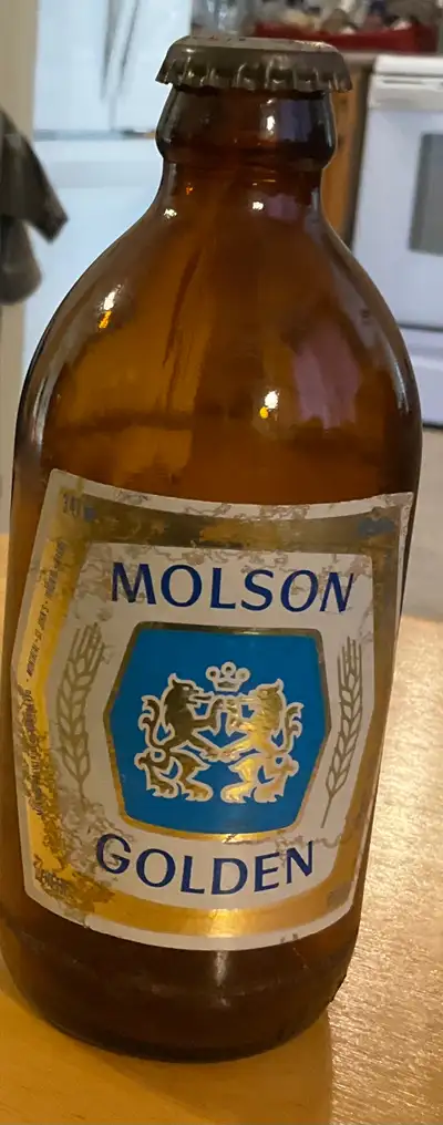 Vintage “Stubby” Beer Bottle, Molson Golden Label, View more