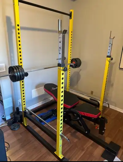 Rack, Bench, Bar, 100+ pounds of weight, View more