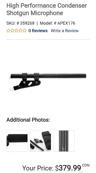 Selling an Apex176 hypercardioid shotgun microphone. Comes with everything shown in the photos Bough...