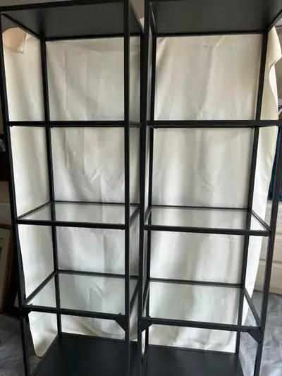 IKEA Vittsjö Black Metal Shelving Units with Glass x 2, View more