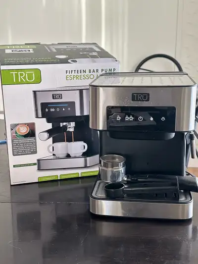 Tru fifteen bar pump espresso machine( never used and with box) -$80 IKEA table -$15 Hamilton Beach...