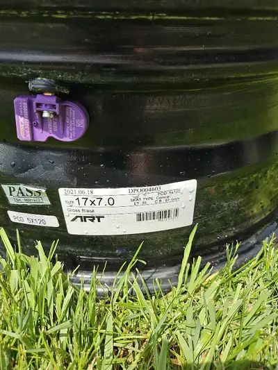 Shiny black ART rims for sale. Used for winter tires and the car is gone now. 1 has a few scratches...