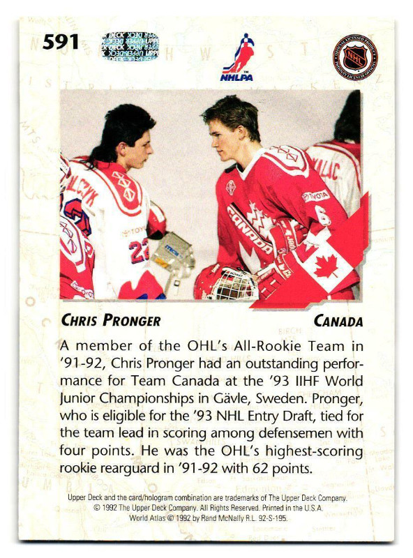 CHRIS PRONGER ... 92-93 Upper Deck ONLY ROOKIE CARD ... UNGRADED in Arts & Collectibles in City of Halifax - Image 2
