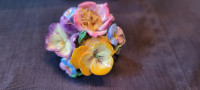 Vintage CoalPort Floral Bone China Pansy and Rose Brooch