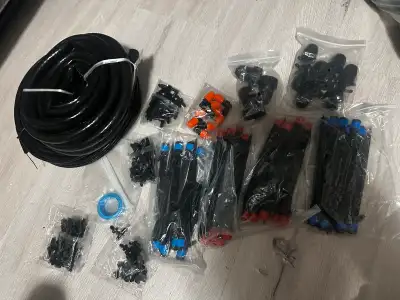 Complete drip irrigation kit. Includes tubing, emitters, connectors, and more. Everything you need t...