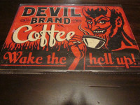 DEVIL Brand Coffee metal sign