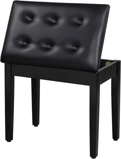 13.8 x 22 x 19.5 Inches, Piano Bench, Black , View more