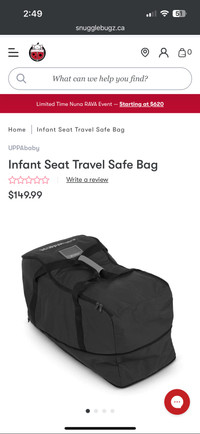 Uppababy mesa travel bag for infant car seat - NEW