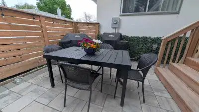 Extendable patio dining table (chairs not included) , View more