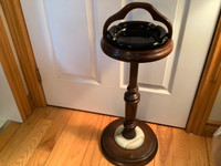 Rare Vintage Mahogany Brass & Onyx Floor Ashtray Stand