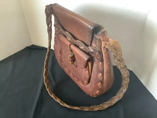 1970s Hand Crafted Artisan Leather Satchel62863738802689122