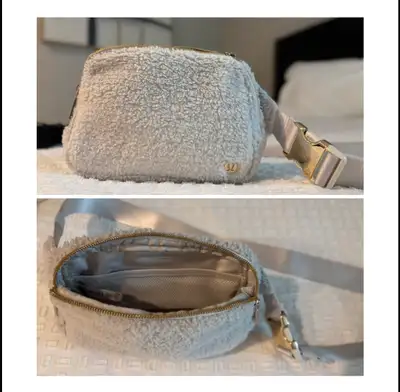 Lululemon belt bag furry with gold clip, View more