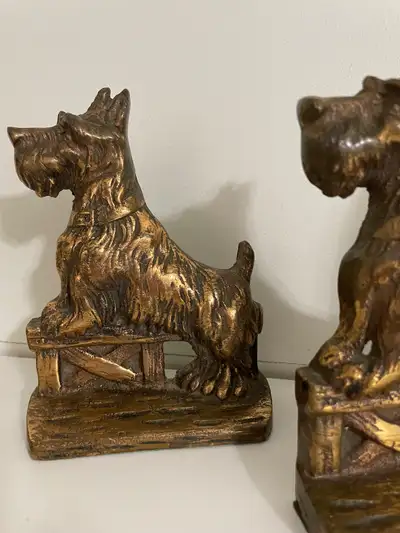 Vintage English Traditional BrassScottie Dog Bookends, View more