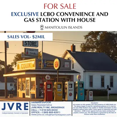 Gas Station + LCBO + Convenience + Home on Manitoulin Island – Only $975,000! Rare opportunity to ow...