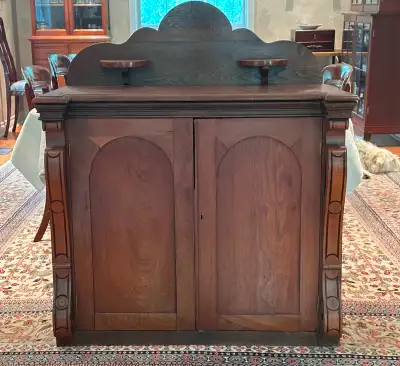 Antique chiffonier or sideboard cabinet, in walnut (English), View more