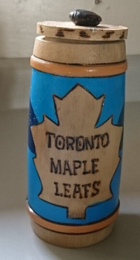 Vintage Hand Crafted Bamboo Toronto Maple Leafs Mug with Lid