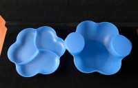 Blue Tupperware 14” Chip and Dip Bowl Tray Set 4635A-2