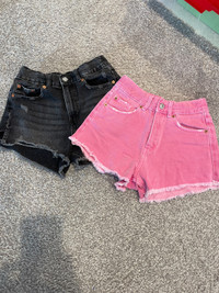 Zara Kids size 10 Pink and Black Denim Shorts