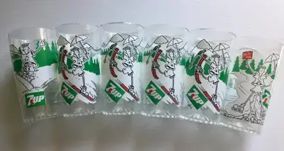 FIDO DIDO 7Up Clear Plastic Glasses 1985 Set of 6. Vtg.3 designs, View more